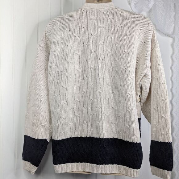 VINTAGE Nautical Y2K Cardigan Sweater Sz L - Picture 12 of 15